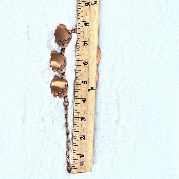 Vintage Necklace Leaf Bronze Copper Tone Jewelry W/ Earrings - Picture 10 of 14